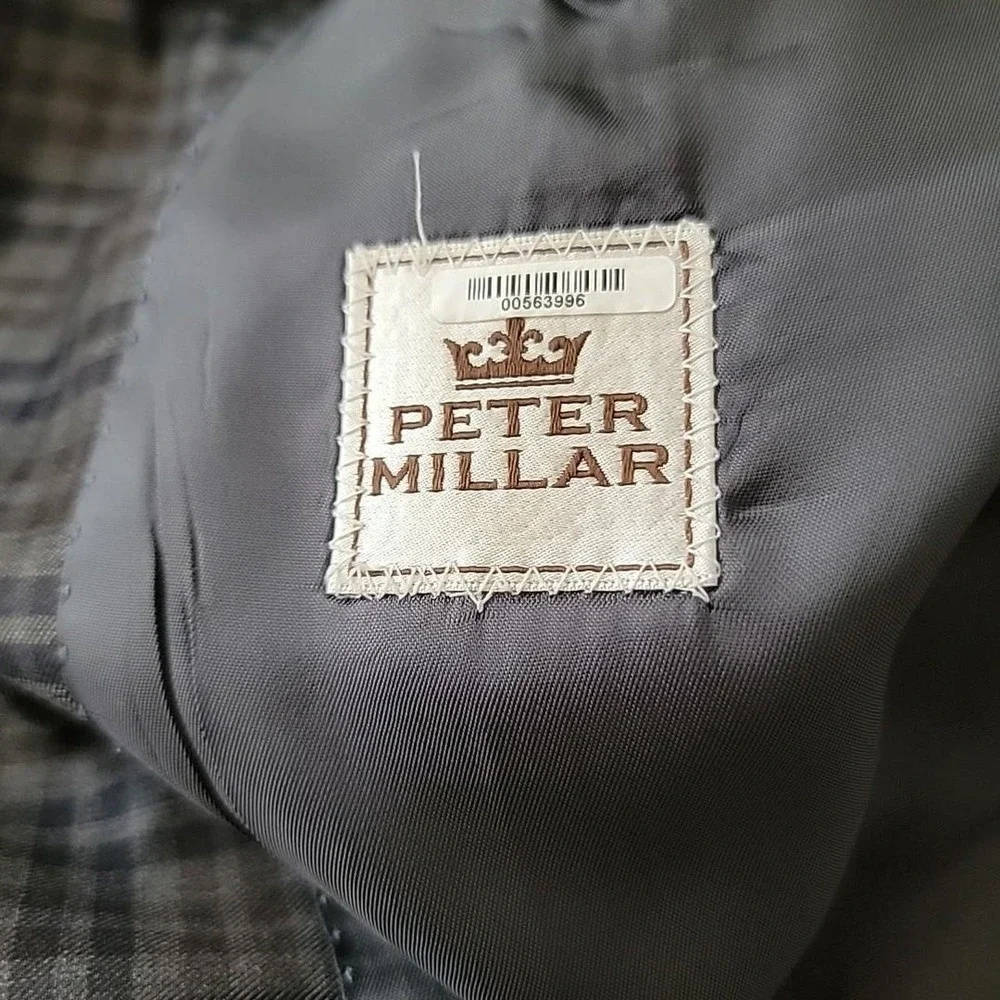 Peter Millar Sport Coat Suit Jacket Plaid Union Made Canada Size 42T